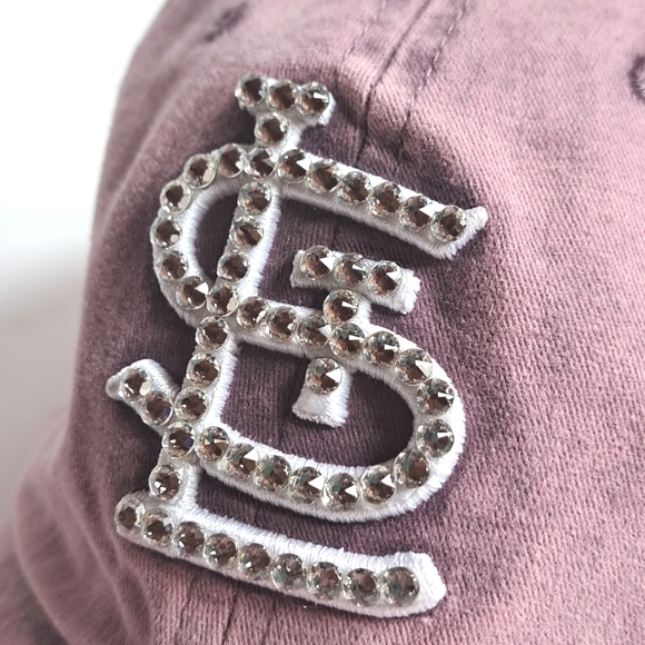 STL Cardinals baseball hat 🩷 pink acid wash faux diamond crystals - Picture 2 of 10
